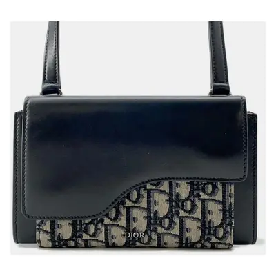 Dior Black Leather Oblique Saddle Messenger Pouch