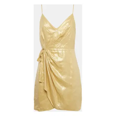 Sandro Metallic Linen Drape Detail Mini Dress