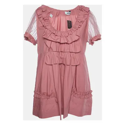 Moschino Pink Cotton Ruffle Detail Top