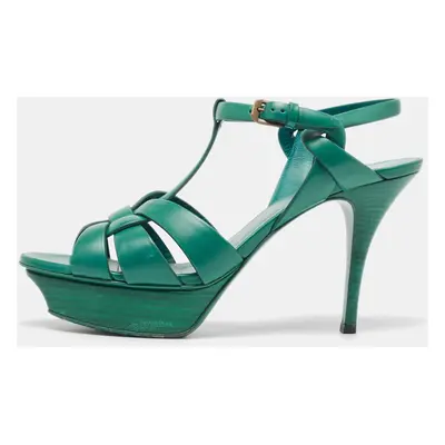 Saint Laurent Green Leather Tribute Sandals Size 39.5