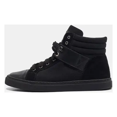 Chanel Black Canvas and Suede CC High Top Sneakers Size