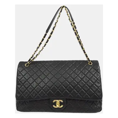 Chanel Black Calfskin Single Flap Shoulder Bag