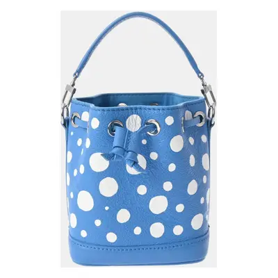 Louis Vuitton Blue Clair M81985 Women's Leather Monogram Empreinte Nano Noe LV x YK Yayoi Kusama