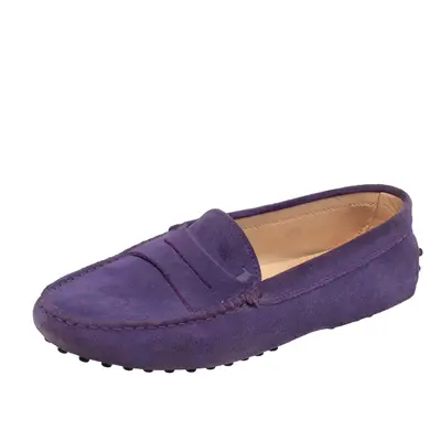 Tod's Purple Suede Penny Slip On Loafers Size 35.5