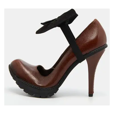 Marni Brown Leather Platform Pumps Size