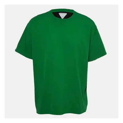 Bottega Veneta Green Cotton Double Layered Round Neck T-Shirt