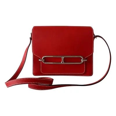 Hermes Red Leather Sac Roulis Shoulder Bag