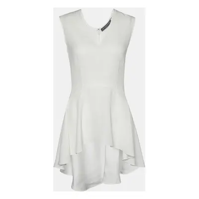 Alexander McQueen White Crepe Sleeveless Asymmetric Peplum Top