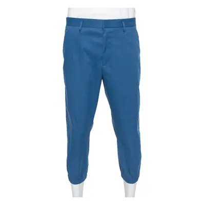 Prada Blue Synthetic Elastic Detail Capri Pants