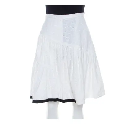 N21 White Cotton Lace Paneled A Line Skirt