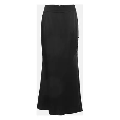 Class by Roberto Cavalli Black Satin Maxi Skirt