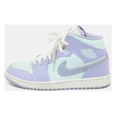 Air Jordans Purple/Green Leather Air Jordan Mid Sneakers Size