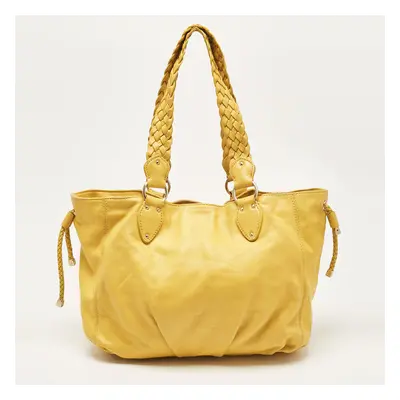 MICHAEL Michael Kors Yellow Leather Braided Drawstring Shoulder Bag