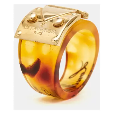 Louis Vuitton Lock Me Tortoise Brown Resin Ring Size