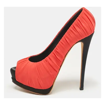 Giuseppe Zanotti Red Lace Peep Toe Platform Pumps Size