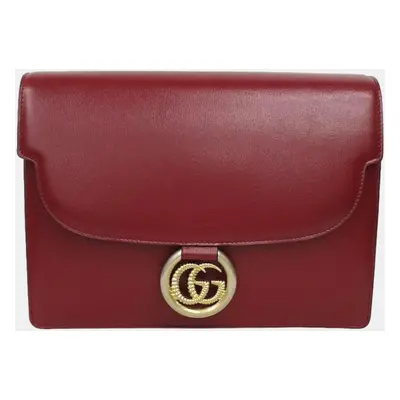 Gucci Red Leather GG Ring Shoulder Bag