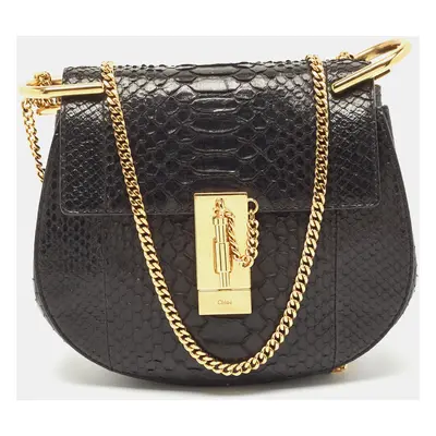 Chloe Black Python Small Drew Shoulder Bag