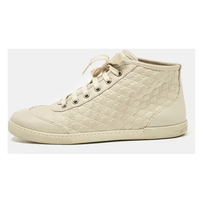 Gucci Cream Microguccissima Leather High Top Sneakers Size