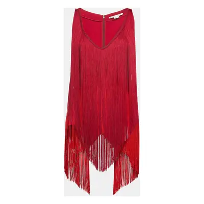 Stella McCartney Pink Crepe Fringed Sleeveless Top