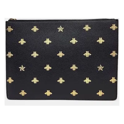 Gucci Black Leather Bee Star Clutch