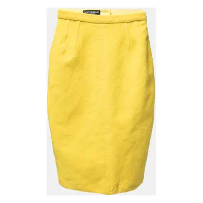 Dolce & Gabbana Yellow Wool Pencil Skirt