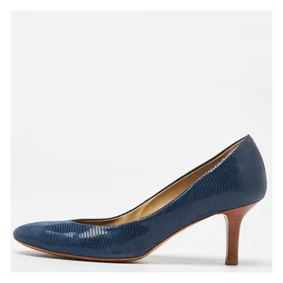 Tod's Blue Lizard Embossed Leather Pumps Size 38.5