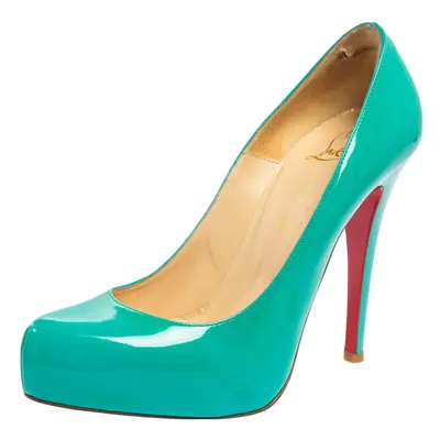 Christian Louboutin Turquoise Patent Leather Rolando Platform Pumps Size