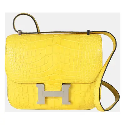 Hermes Mimosa Matte Mississippiensis Alligator Mini Constance III PHW Bag