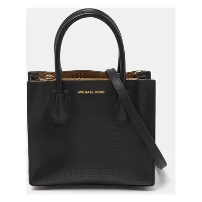 Michael Kors Black Perforated Leather Mercer Tote