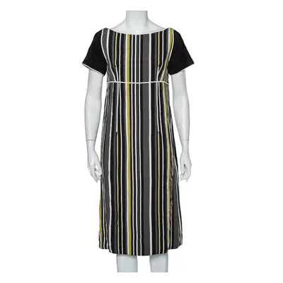 Prada Multicolor Striped Crepe Midi Dress