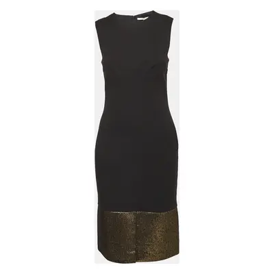 Diane Von Furstenberg Black/Gold Lurex and Jersey Blee Midi Dress