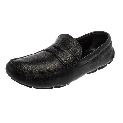 Prada Black Leather Penny Slip On Loafers Size