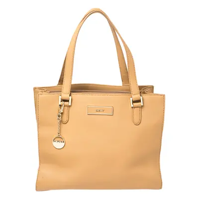 DKNY Beige Leather Bryant Park Zip Tote