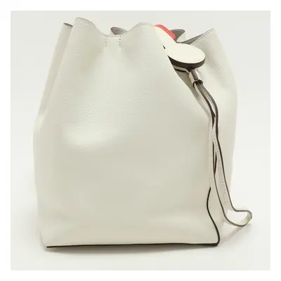 Hermes White Leather Licol Bucket Bag