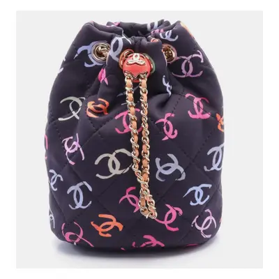 Chanel Navy Multicolor Canvas Coco Mark Rucksack Backpack