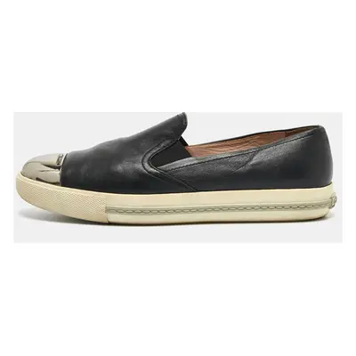 Miu Miu Black Leather Slip On Sneakers Size