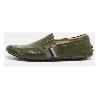 Tod's Green Leather Slip On Loafers Size