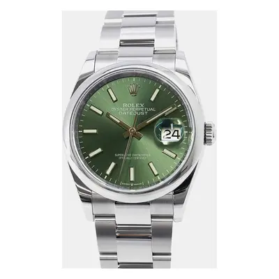 Rolex Green Stainless Steel Datejust Automatic Men's Wristwatch mm