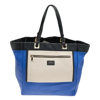 Furla Tri Color Leather Shopper Tote