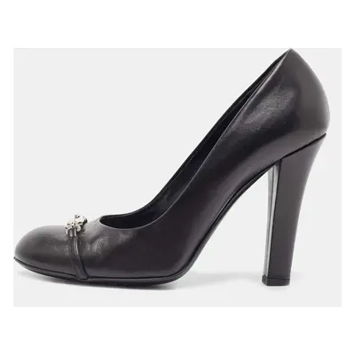 Gucci Black Leather Round Toe Pumps Size