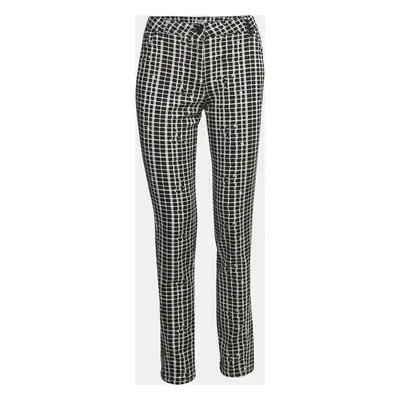 Kenzo Black/White Check Printed Cotton Cropped Jeans Waist 32"