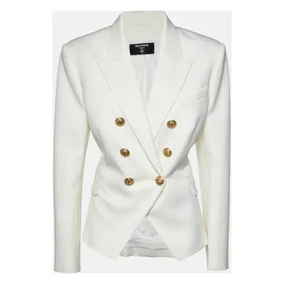 Balmain Ivory Wool Double Breasted Blazer