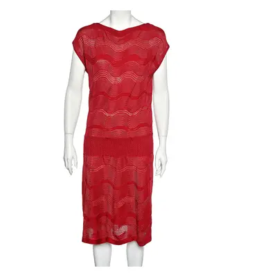 M Missoni Red Patterned Wool Dress