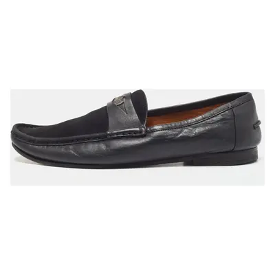 Gucci Black Leather and Suede Hysteria Penny Loafers Size