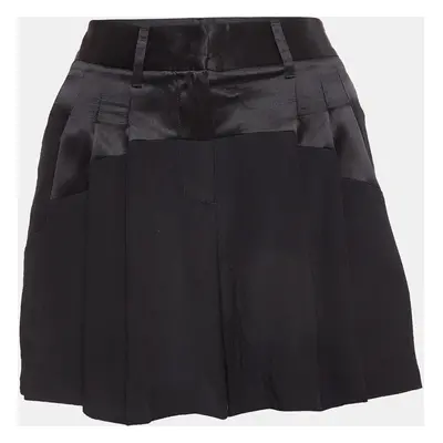 Roberto Cavalli Black Silk Pleated Shorts