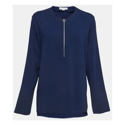 Stella McCartney Blue Crepe Zip Neck Top