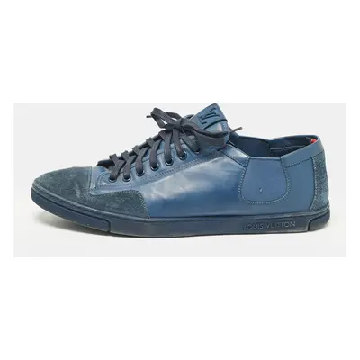 Louis Vuitton Blue Leather and Suede Low Top Sneakers Size