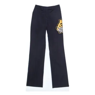 GF Ferre Navy Blue Cotton Crest Applique Detail Straight Fit Trousers