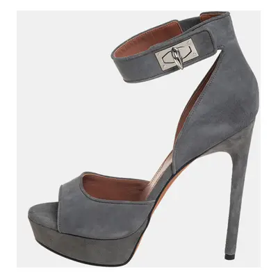 Givenchy Grey Suede Platform Ankle Strap Sandals Size