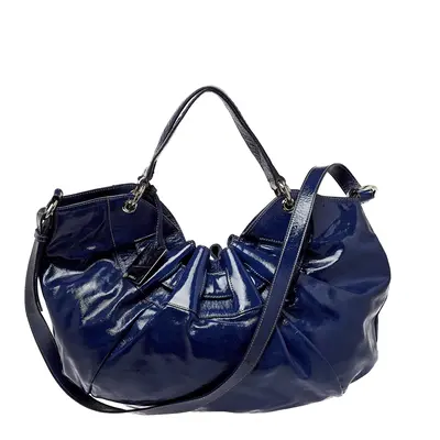 Furla Blue Patent Leather Ninfea Hobo